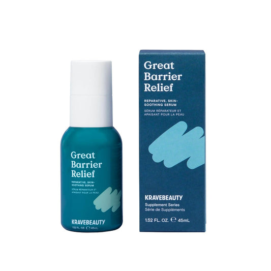 KraveBeauty New Great Barrier Relief, Soothing Skin Barrier Repair Serum, Contains Tamanu Oil to Soothe and Calm Redness, For All Skin Types, Vegan & Cruelty Free, 1.52 fl oz
