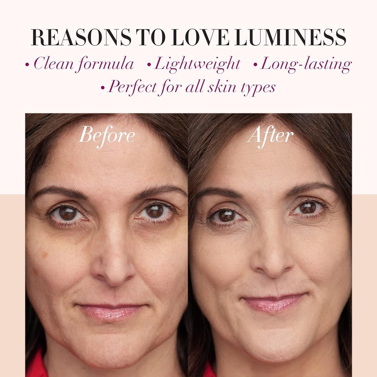 LUMINESS Silk Airbrush Spray Foundation & Buffing Brush Kit – Full Coverage Foundation & Dual-Sided Buffing Brush - Buildable Coverage, Anti-Aging Formula Hydrates & Moisturizes (Shade - Rich)