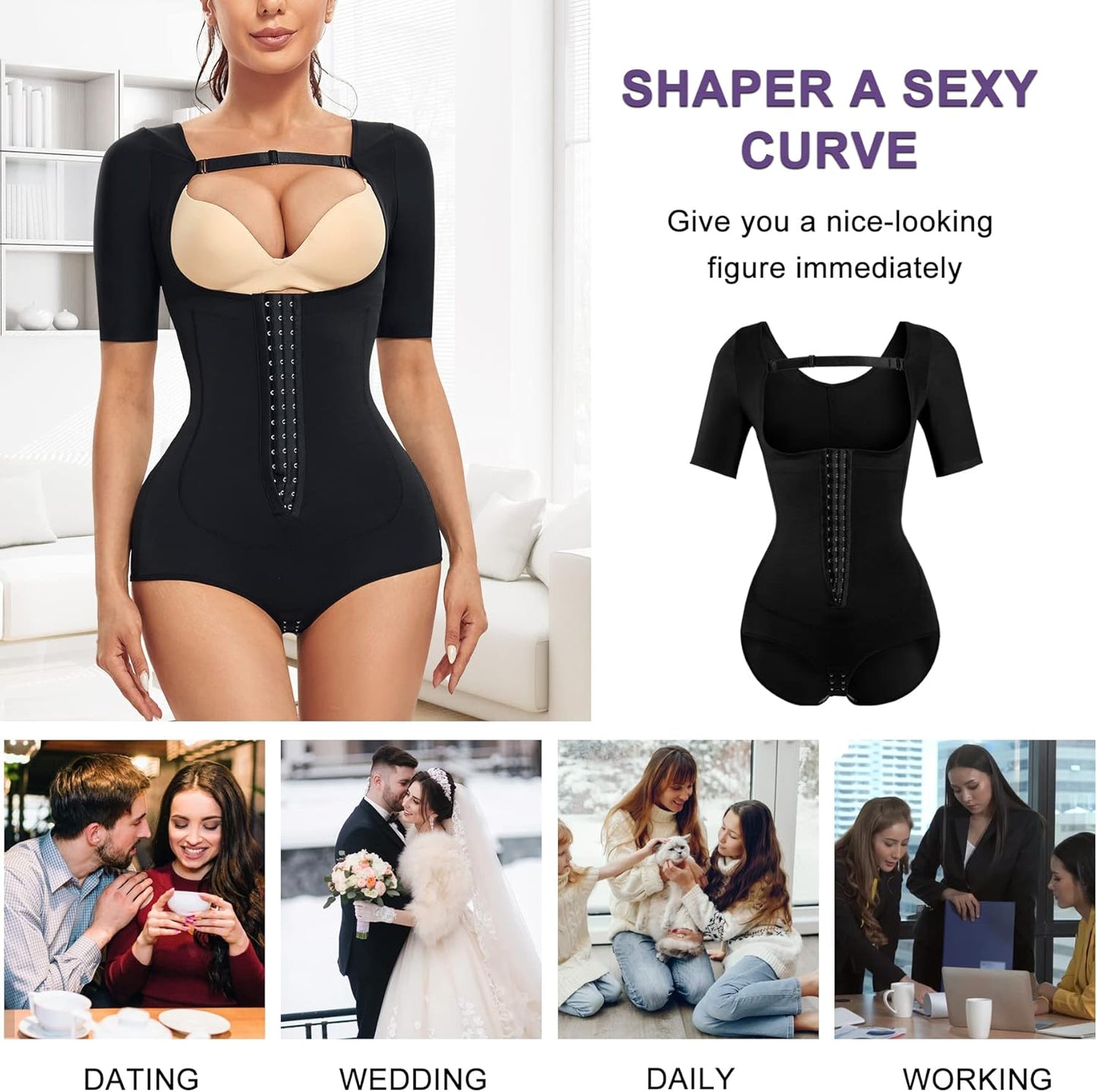 MERYOSZ Waist Trainer for Women Tummy Control Thong Bodysuit Arm Shaper Corset Fajas Shapewear Open Bust Slimming Girdles