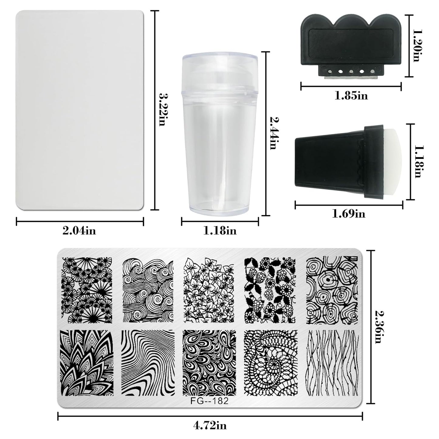 AddFavor Nail Stamper Kit 7pcs Nail Stamping Plates Geometric Mandala Flower Nail Stencils with 2 Stamp and 2 Scraper for Home Salon Manicure Design Supplies Tools