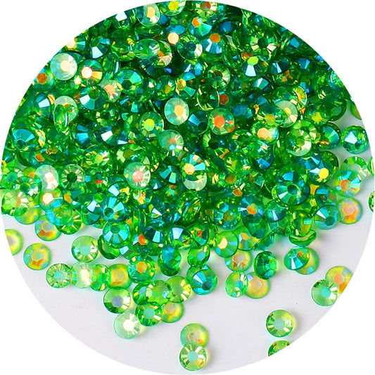 4500 Pcs SS6 2mm AB Flatback Rhinestones for Nails Art Crafts Transparent Glitter Round Gems Crystals DIY Clothes Shoes(Clear Green AB)