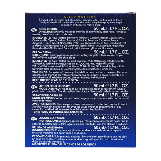 Feather & Down Straight to Sleep Gift Set: 50ml Pillow Spray & 50ml Body Lotion, The Perfect Sleep Duo, Infused with Lavender & Chamomile Essential Oils, Vegan & Cruelty Free