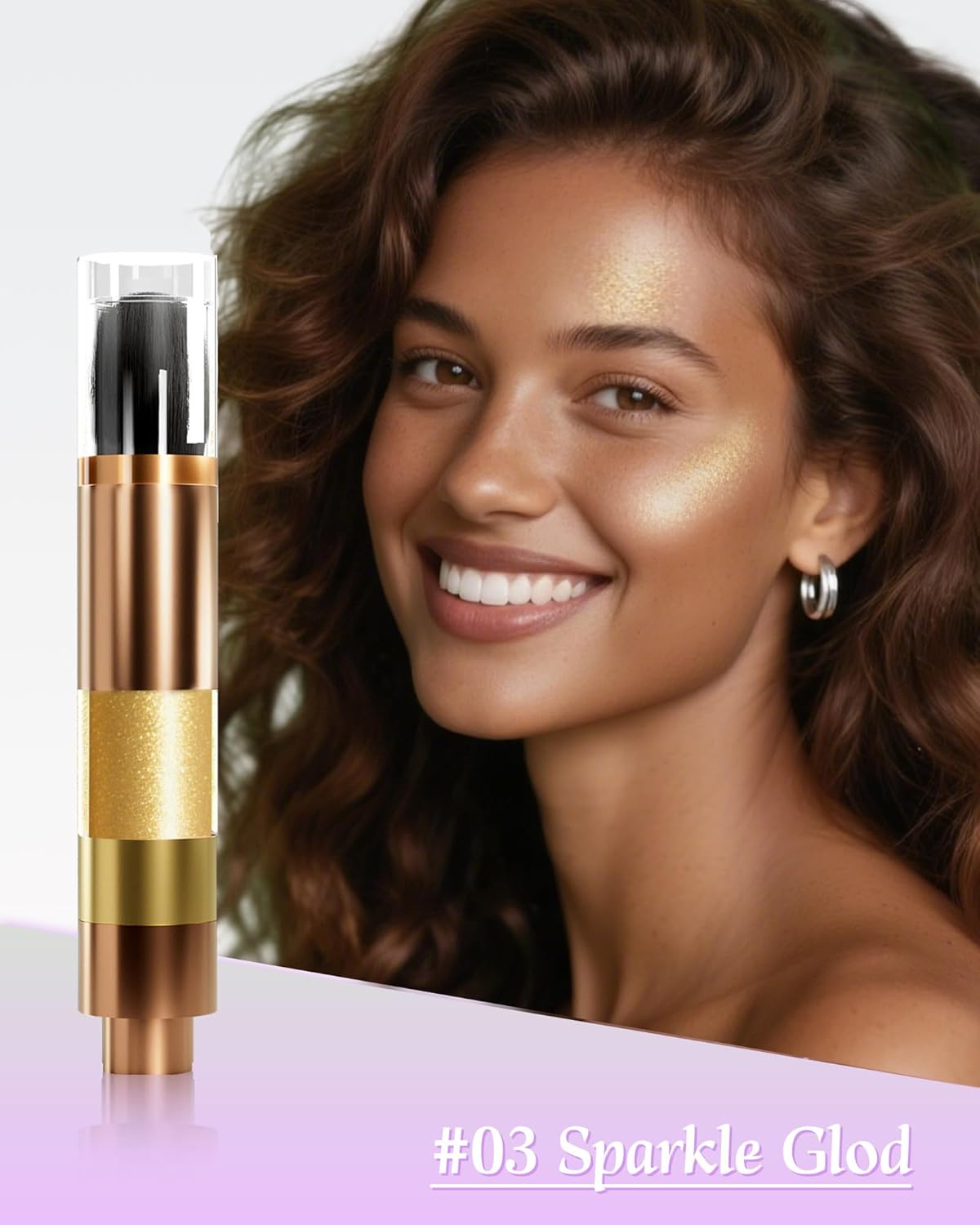 Highlighter Powder with Brush | 3D Contouring & Radiant Glow for Face, Body & Hair | Pearlescent Shimmer, Long-Lasting & Buildable Coverage | Women's Makeup for Daily & Special Occasions