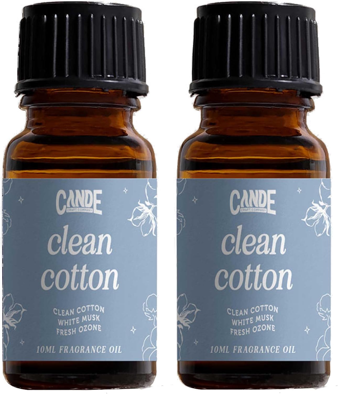 CANDECraftCo Premium Fragrance Oil – Diffuser Oils Fragrances Scented for Home, Candle Soap Making Supplies, Aromatherapy Blends for House (0.34 Fl Oz) (2-Pack, Clean Cotton)