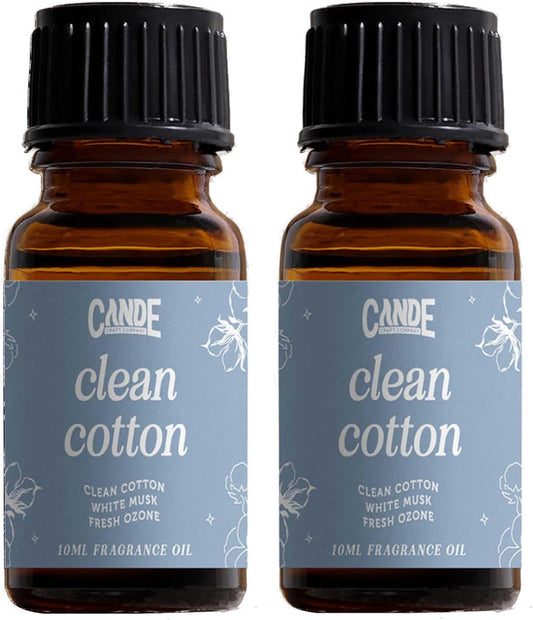 CANDECraftCo Premium Fragrance Oil – Diffuser Oils Fragrances Scented for Home, Candle Soap Making Supplies, Aromatherapy Blends for House (0.34 Fl Oz) (2-Pack, Clean Cotton)