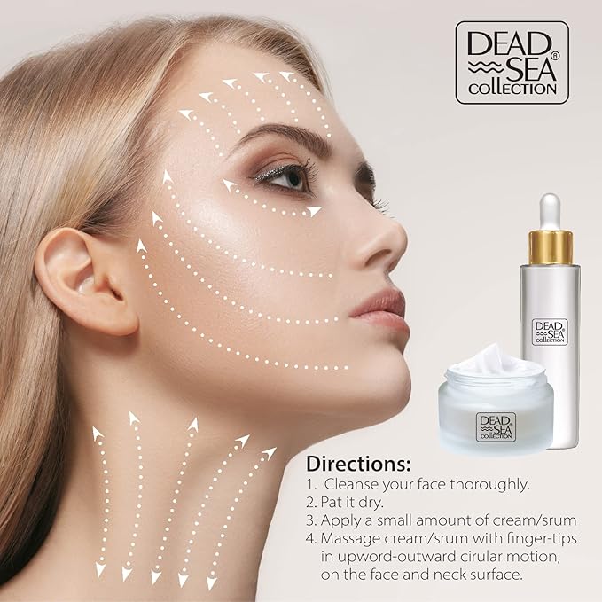 Dead Sea Collection Facial Kit Retinol - Day Cream (1.69fl.oz/50ml jar) & Facial Serum (1.69fl.oz/50ml bottle) - Pure Dead Sea Minerals - Anti-Wrinkle Hydration Smooth and Moisturized Skin