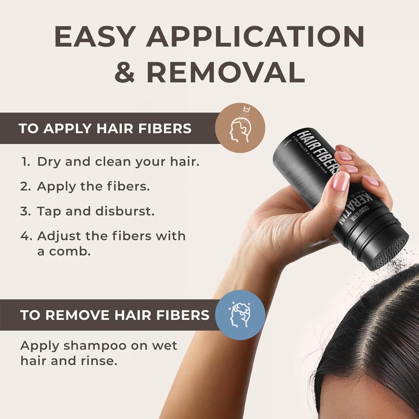 Keratin Hair Fibers for Men & Women - Fill In Fine or Thinning Hair, Instantly Thicker, Fuller Looking Hair (Light Brown 15g)