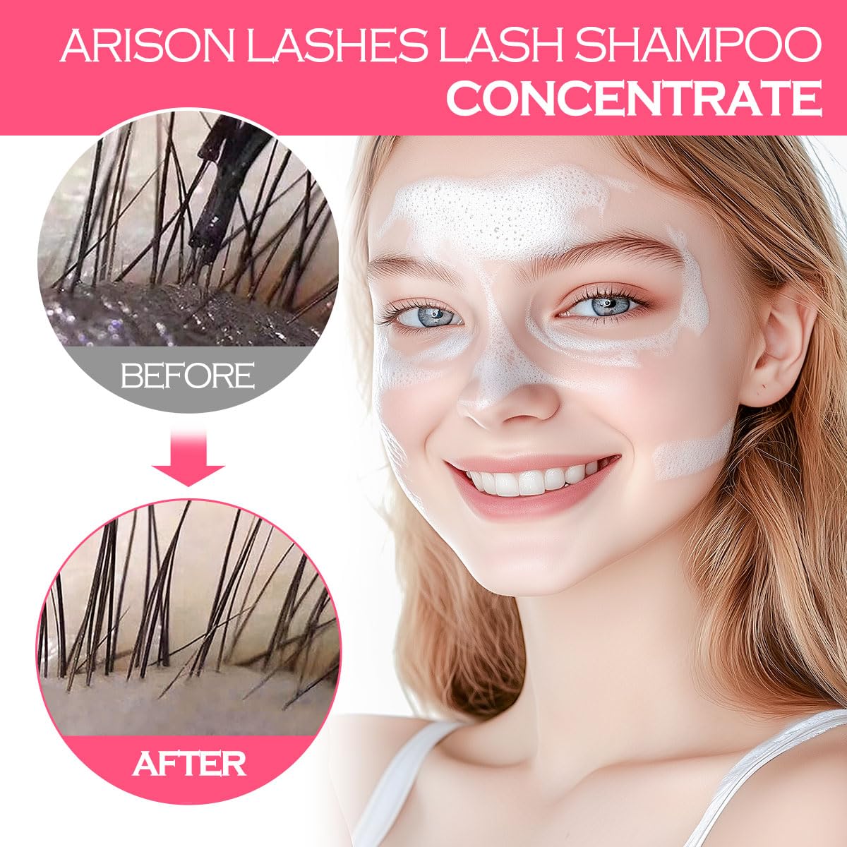 ARISON LASHES Lash Shampoo Concentrate for Lash Extensions 100ML Eyelash Cleanser Concentrate Oil-Free Eyelash Extension Shampoo with Salon Home Care(Bubble gum)