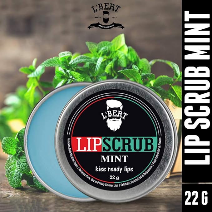 L'BERT Mint Lip Scrub, Kiss Ready Lips for Lightening & Brightening Dark Lips - 15 g