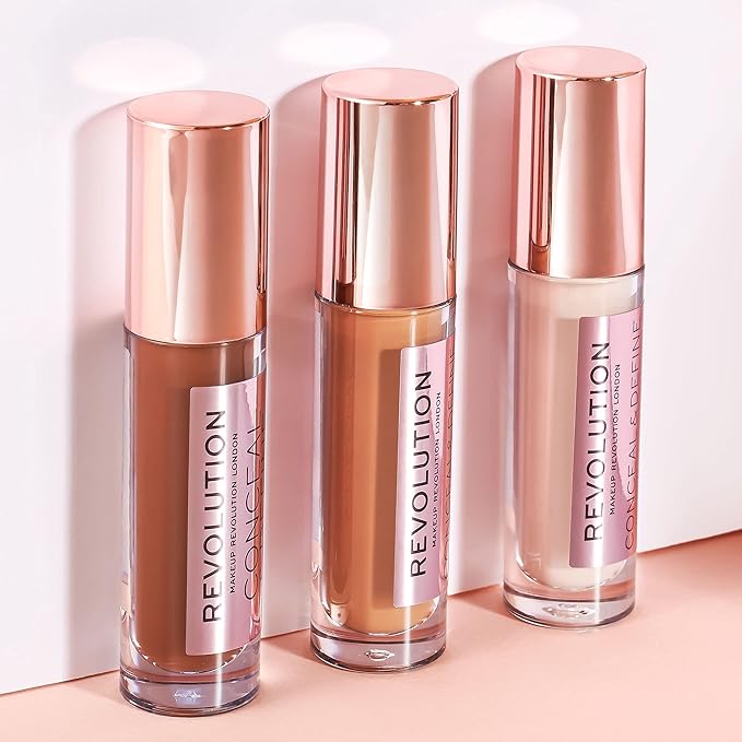 Makeup Revolution Conceal and Define Concealer, Full Coverage & Matte Finish, C2.5 for Fair/Light Skin Tones, Vegan & Cruelty-Free, 0.7 Fl Oz