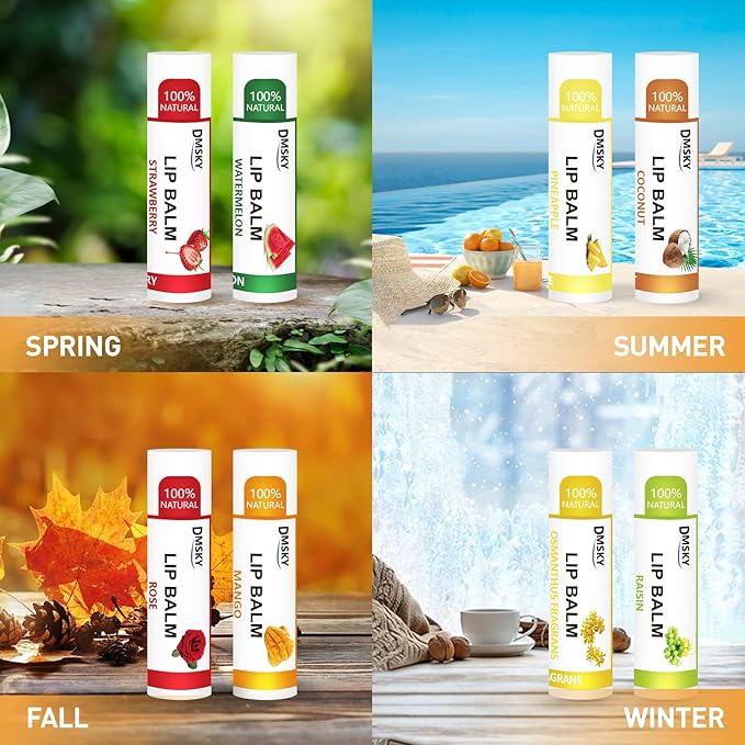 DMSKY Lip Balm Bulk 108 Pack, Lip Balm Hydrating with Vitamin E and Coconut Oil 12 Flavors, Lip Moisturizer Treatment - Party Favors Bulk Gift