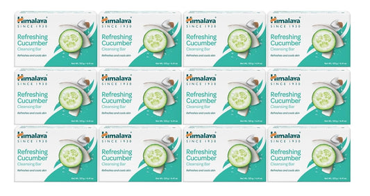 Himalaya Refreshing Cucumber Cleansing Bar, Face and Body Soap for Soft Skin, 4.41 oz, 12 Pack
