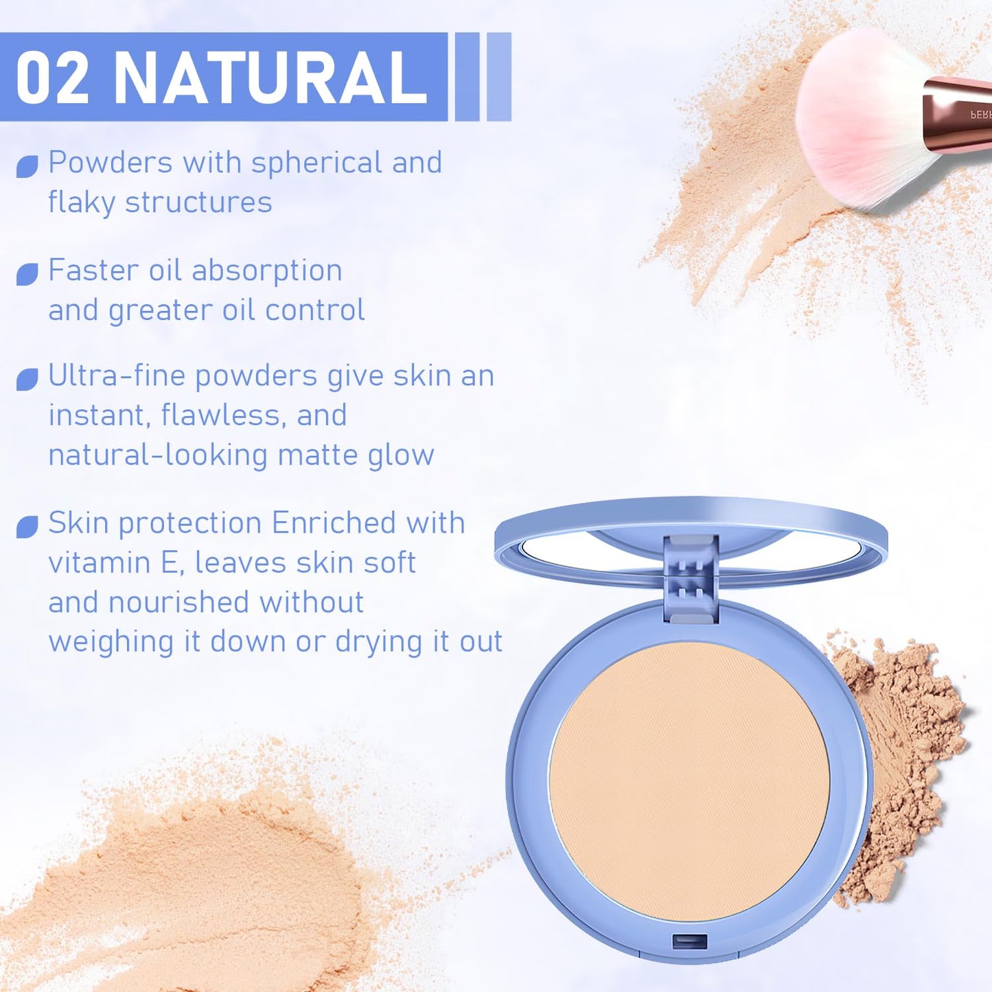 Maycheer Face Powder -Lasting Waterproof Face Powder-Maycheer Setting Powder Oil Absorbing Compact for Face, Lasting Waterproof Pressed Powder Compact (01# CALASSICIVORY)