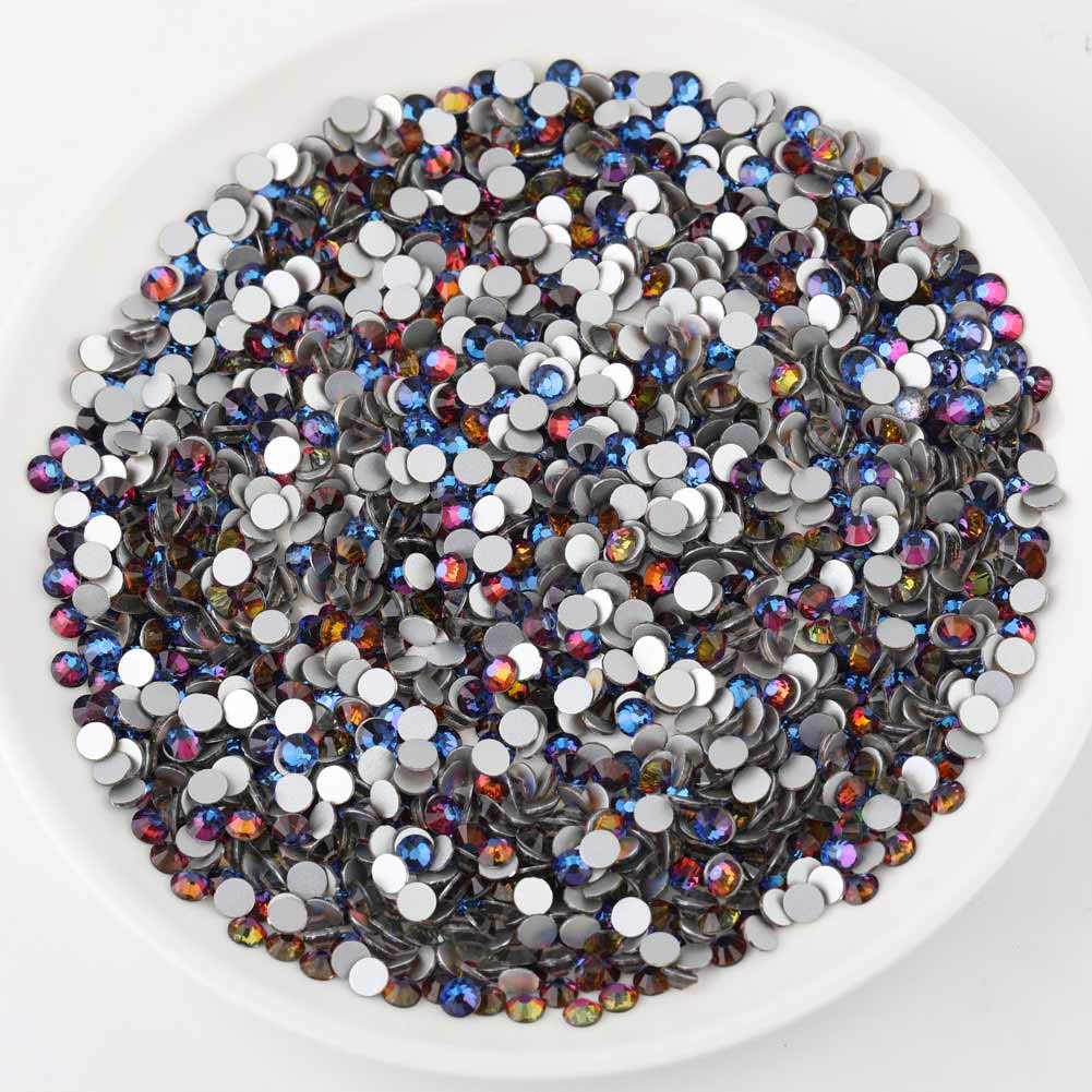 beadsland Flat Back Crystal Rhinestones Round Gems, Blue Volcano (4.6-4.8mm) SS20/1440pcs