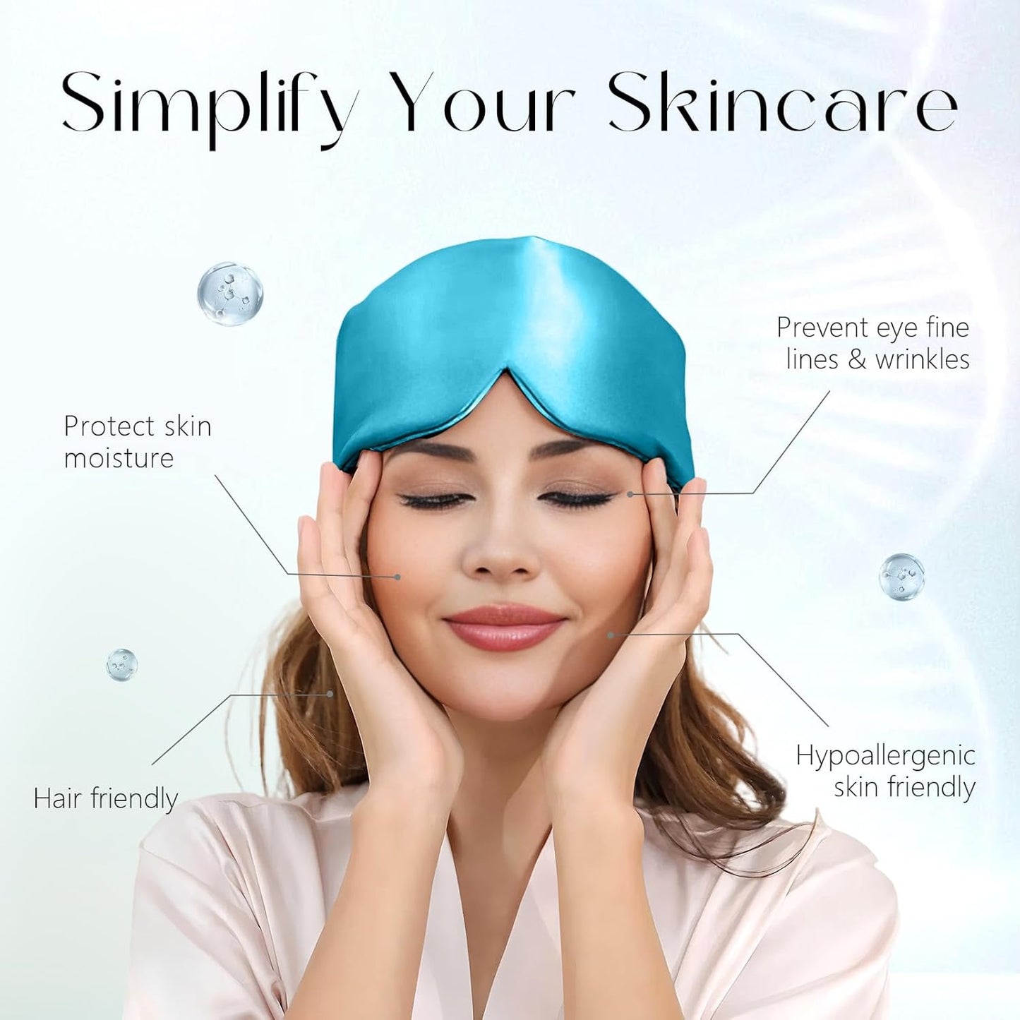 ZIMASILK 100% 22 Momme Mulberry Silk Sleep Mask - Full Silk Filled, Ultra-Soft & Breathable, Face-Hugging Blackout Eye Cover for Sleeping (Peacock Blue)