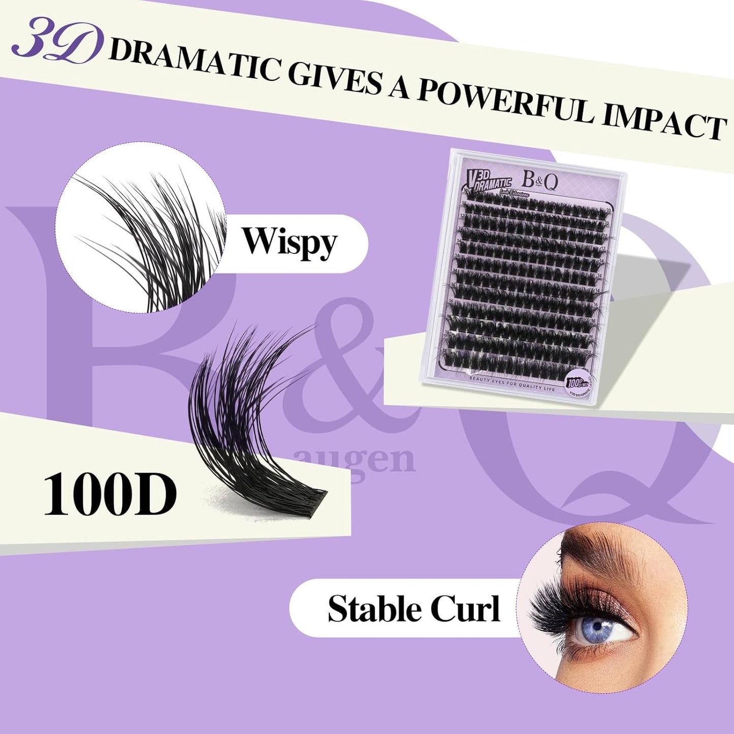 B&Qaugen Lash Clusters Kit 192PCS Lash Extension Kit 3D Eyelash Extension Kit 100D 10-18 Mixed Wispy DIY Lash Extension Kit Voluem Thick Waterproof Lash Clusters Kit (100D-D-10-18MIX)