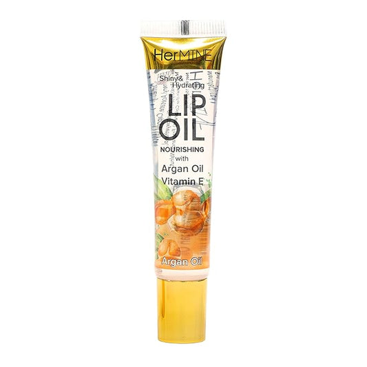 HerMINE Nourishing Lip Oil with Argan Oil & Vitamin E Clear Long Lasting Hydrating Lip Moisturizing Gel 15g / 0.52oz (Argan Oil)