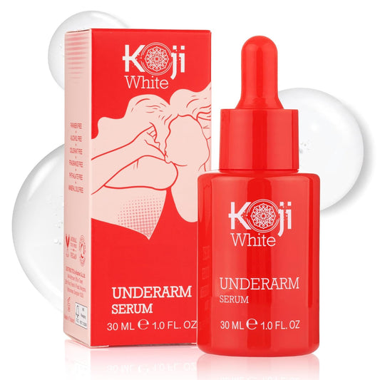 Koji White Underarm Serum for Armpit, Elbows, Knees, Private Areas - Hydrating with Kojic Acid, Niacinamide, Tranexamic Acid, Paraben-Free, Vegan, 1 Fl Oz