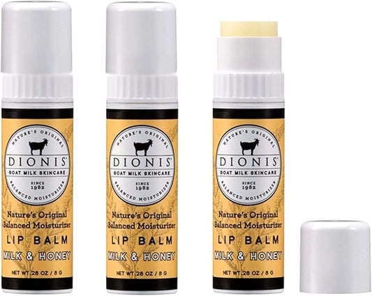 Dionis Goat Milk Lip Balm 3 Piece Set - Milk and Honey