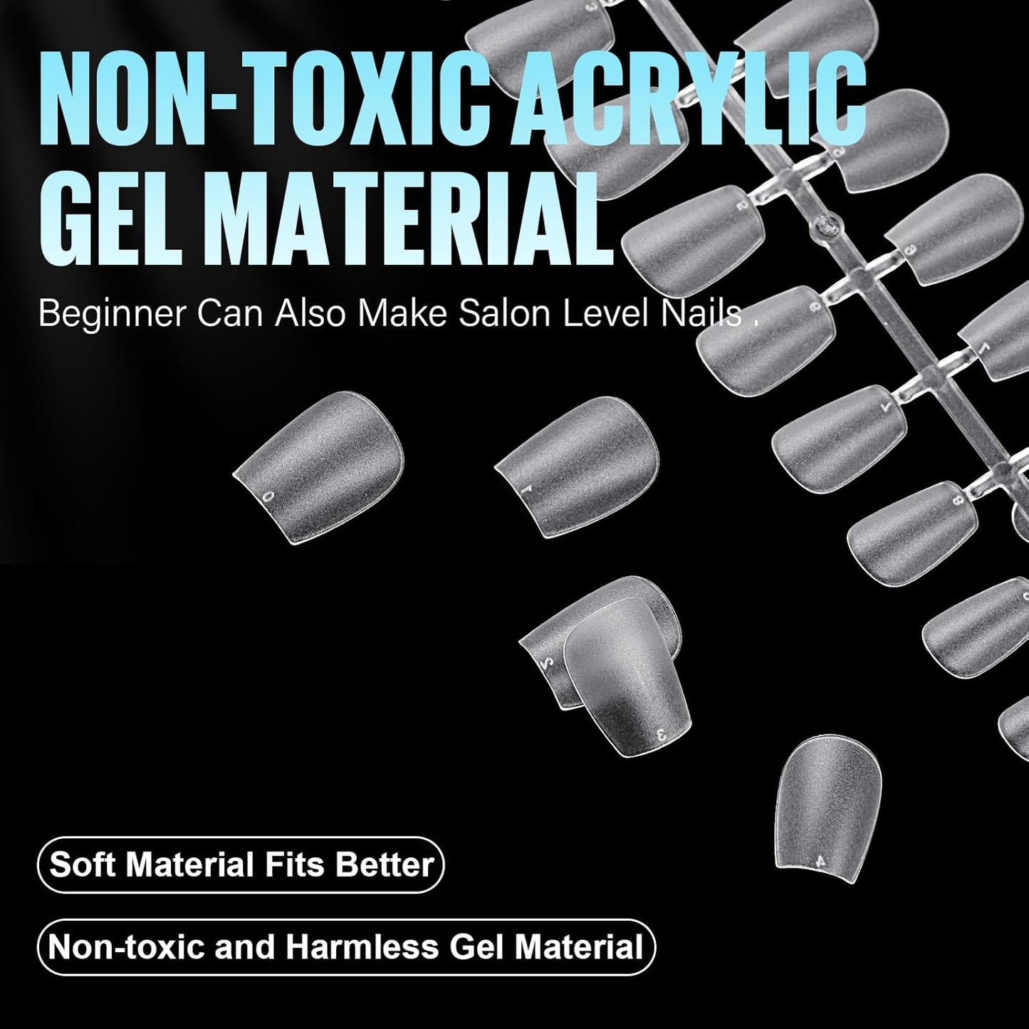 TOMICCA Extra Short Coffin Nail Tips, 240Pcs Full Cover Acrylic Fake nails for Extension Manicure, 15 Sizes Easy Use Soft Pre Shaped Gel Nail Tips for Home DIY and gifts women