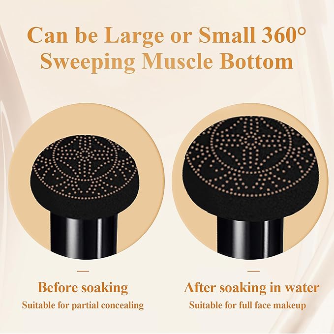 Mushroom Head Air Cushion CC Cream Foundation - Moisturizing & Long-Lasting BB Cream Concealer Makeup Base for All Skin Types, Brighten Long - Lasting Even Color Correcting Concealer (Ivory)