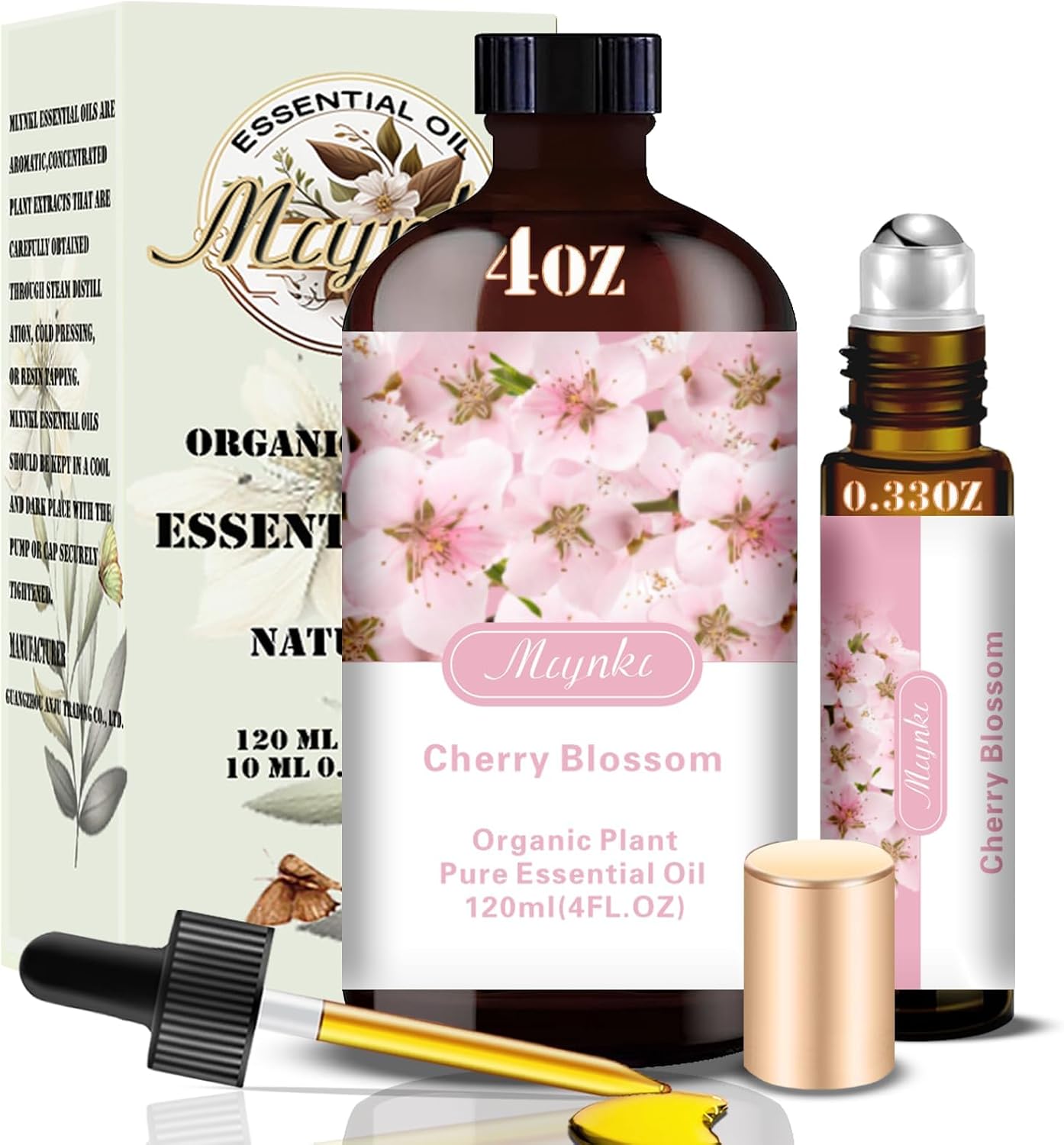Cherry Blossom Essential Oil-Cherry Blossom Fragrance Oil 4.33oz (130ml)-100% Pure Natural Scent for Diffusers, Candles, Soap Making & Aromatherapy-Relaxing Home & Gift Essential Oil for Bath, Massage