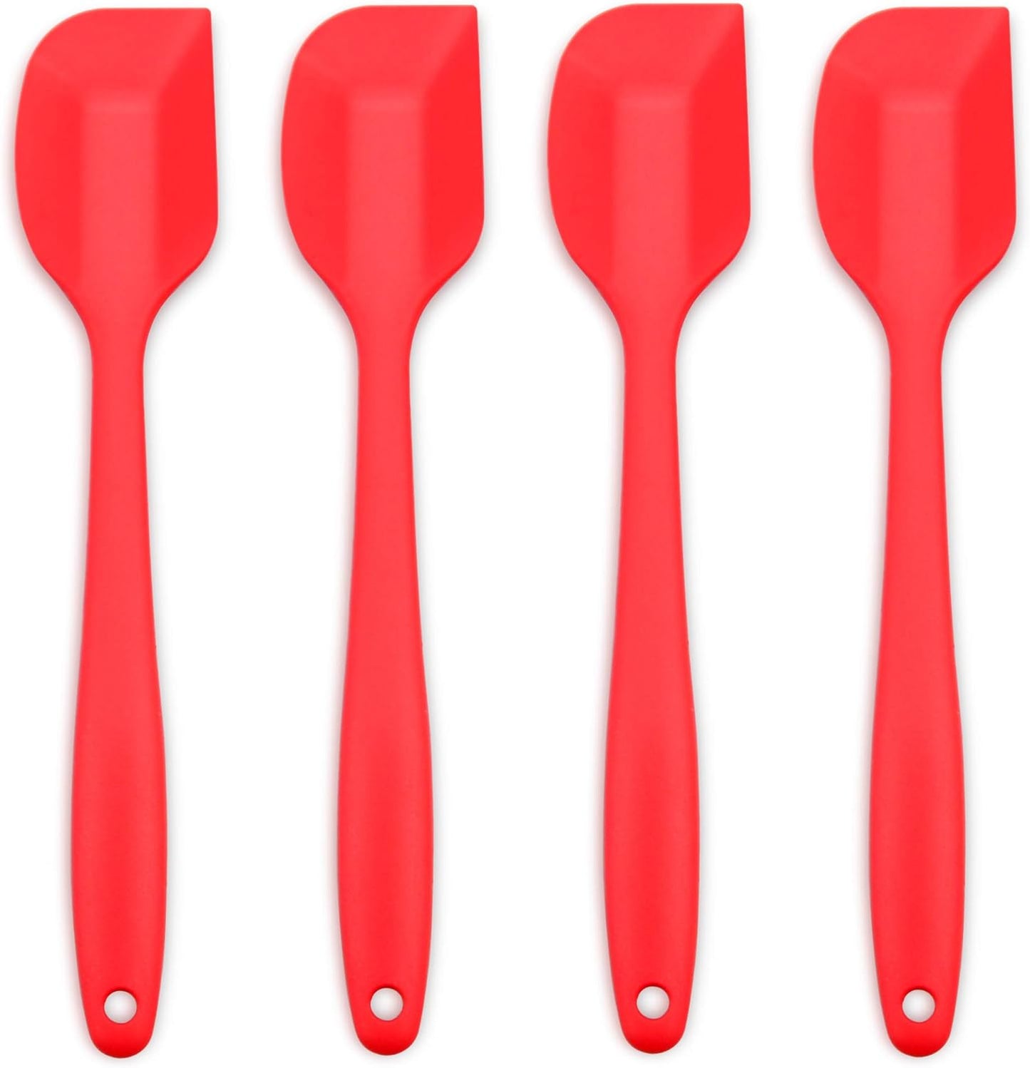 Silicone Spatula 4-piece Set, Heat-Resistant Non-stick Rubber Spatulas with Stainless Steel Core, Red