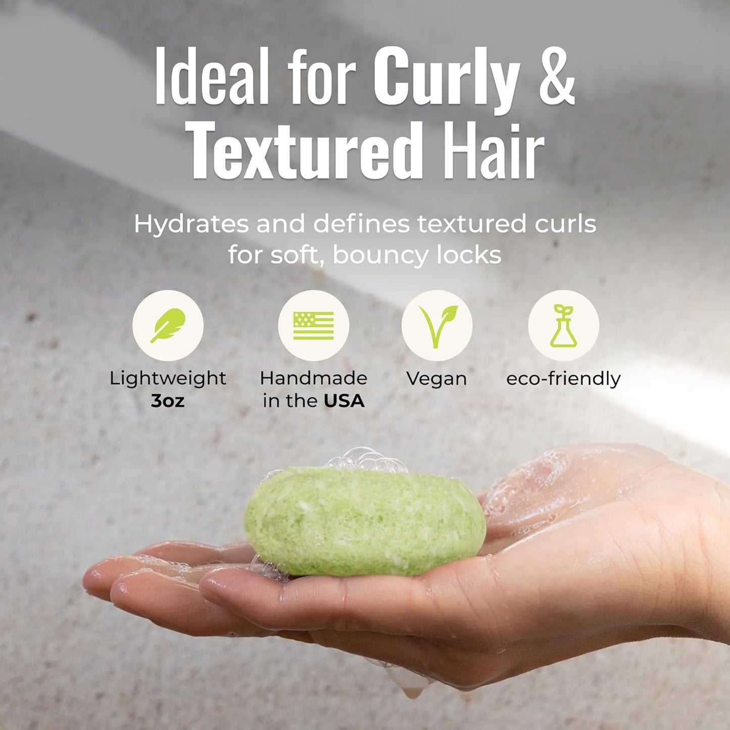 Maui Melon Shampoo Bar, Vegan Solid Hair Cleanser with Sweet Melon, Lemon, and Coconut, for Curly Hair, Zero Waste, Travel-Friendly, Clean Beauty