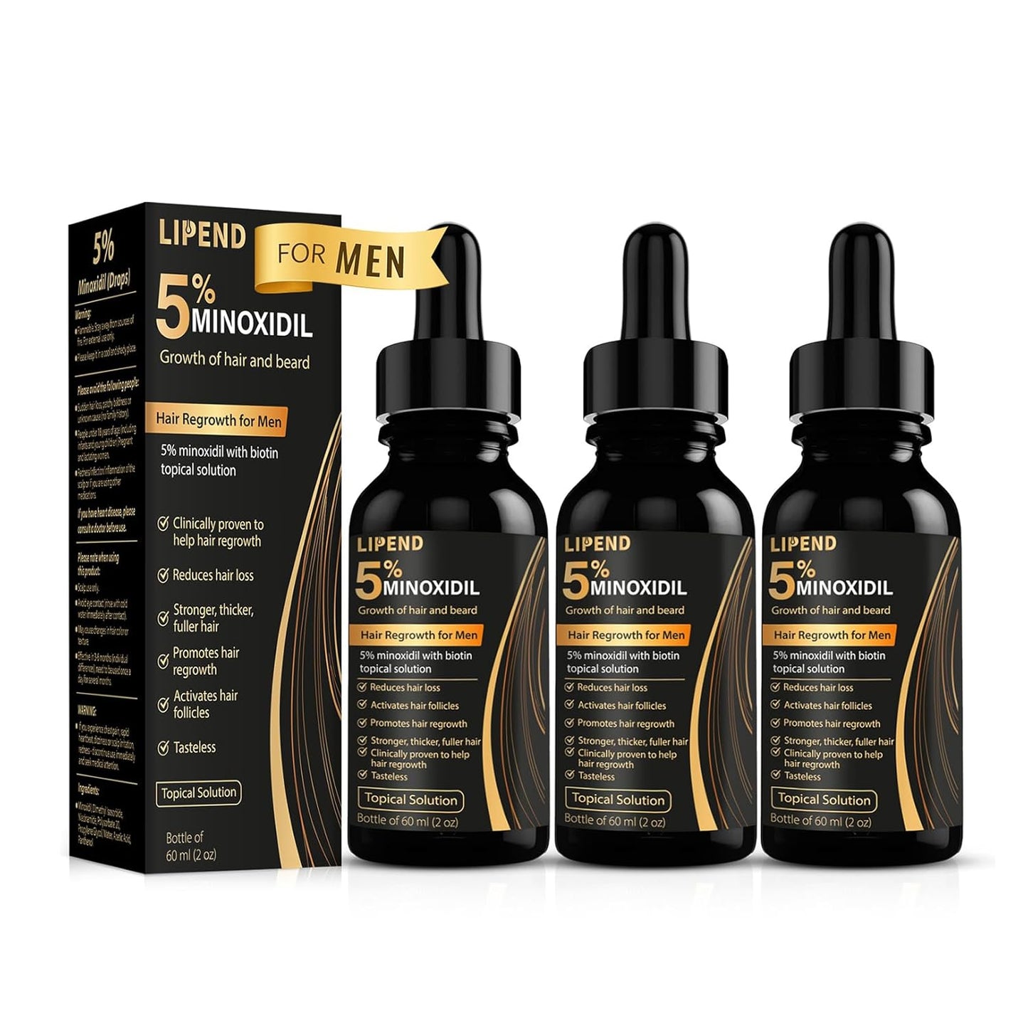 5% Minoxidil for Men Hair Growth Serum Topical Minoxidil Beard Hair Regrowth Thicker Prevent Hair Loss for Thicker Longer Fuller Healthier Hair 3 Bottles of 2oz