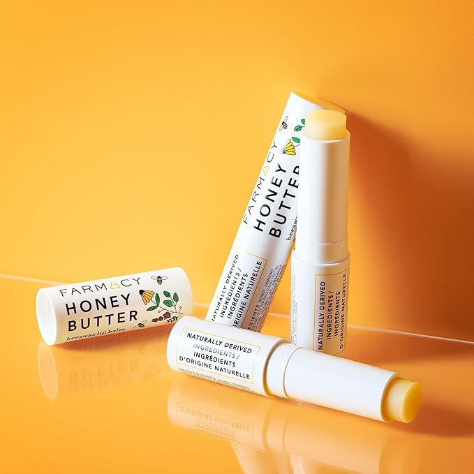Farmacy Beeswax Lip Balm - Honey Butter Moisturizing Lip Care + Chapped Lip Treatment - Enriched with Cupuaçu + Cocoa Butters, Proprietary Honey Blend and Vitamin E to Nourish, Soften + Heal (3.4g)