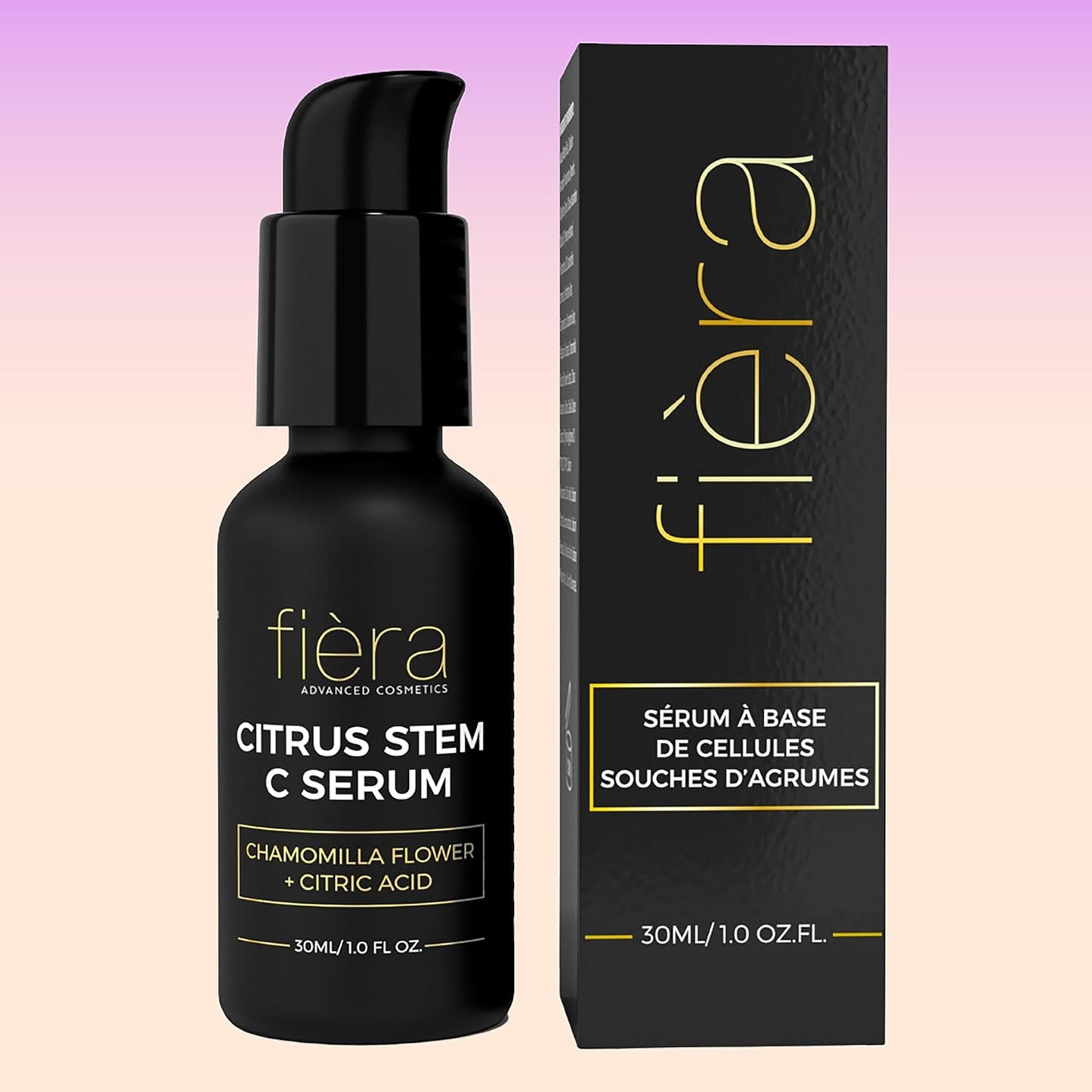 Fièra Vitamin C Serum with Hyaluronic Acid & Citrus Stem Cells - Anti-Aging Brightening, Firming, Hydrating Serum for Mature Skin, Reduces Dark Spots, Fine Lines & Boosts Radiance - 1 FL. OZ. / 30 ML