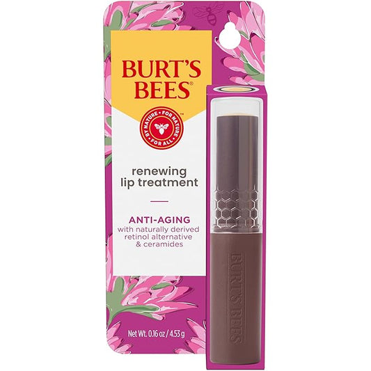 Burt’s Bees Renewing Lip Treatment, With Ceramides and Natural Retinol Alternative, Hydrates and Reduces Appearance of Fine Lines, Natural Origin, 0.16 oz
