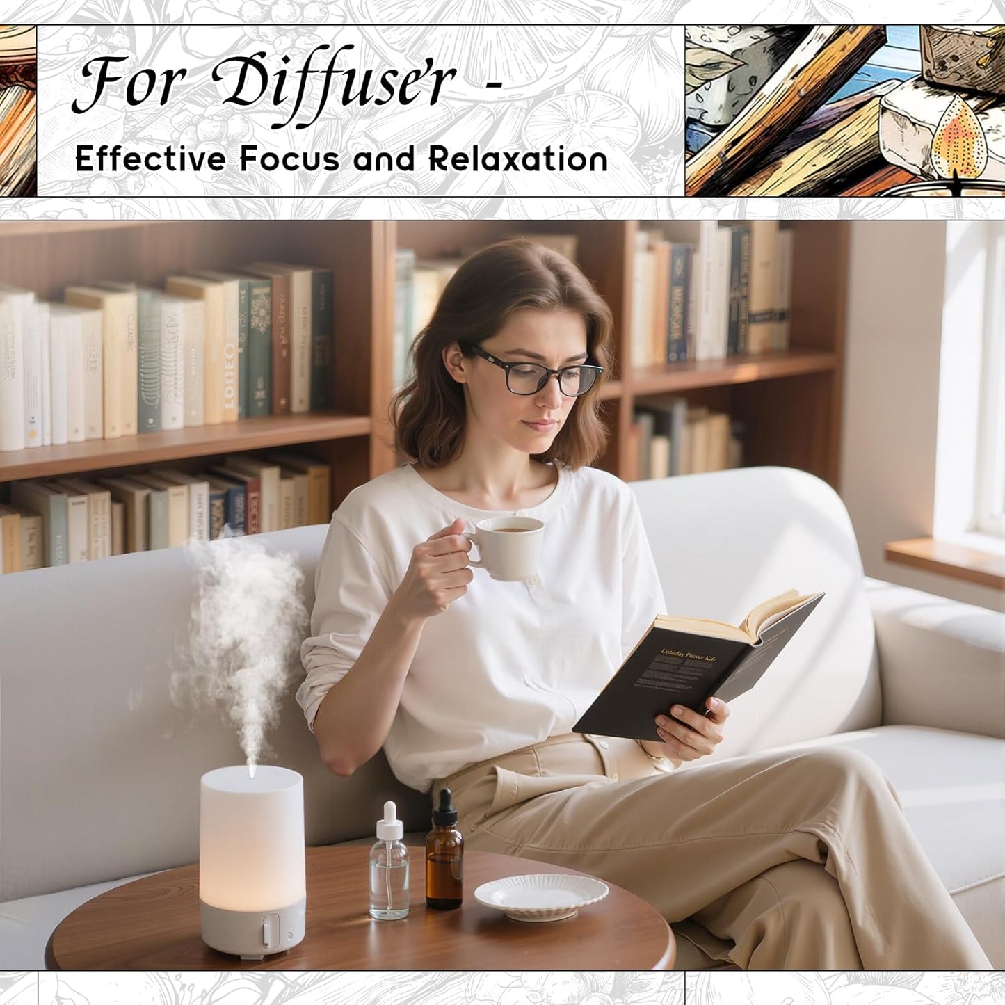 HIQILI Sandalwood Fragrance Oil for Home Diffuser, Luxury Hotel Scent, Perfect for DIY Candle & Soap Making, Add to Body Lotion - 5.07 Fl Oz