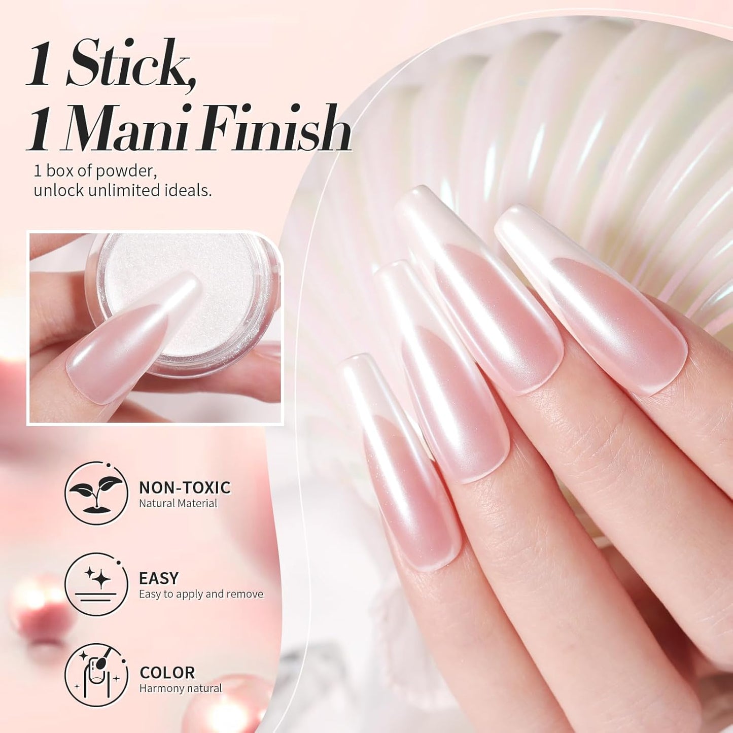 Born Pretty White Color Pearl Chrome Nail Powder Auroras Nail Powder Mirror Effect Pigment Mermaid Nail Glitter Powder for Nail Art Manicure Decoration