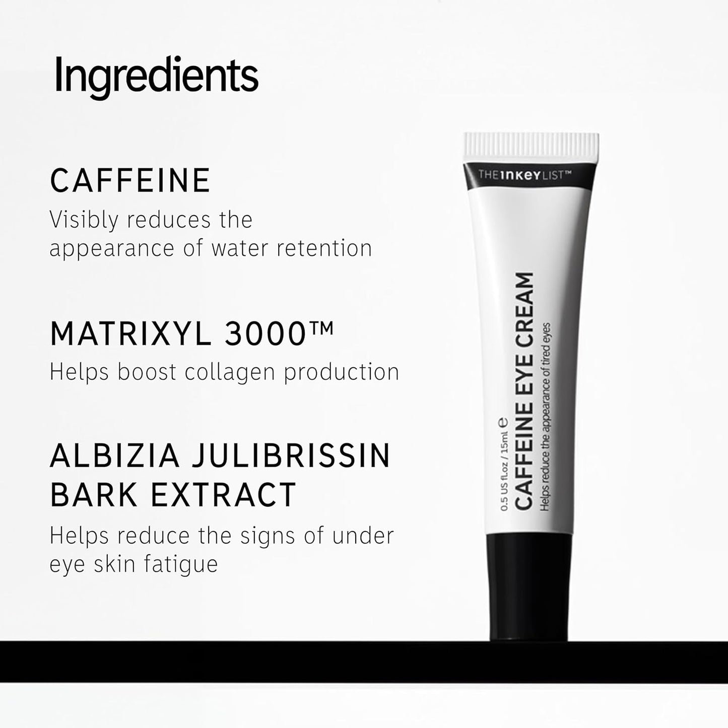 The INKEY List Caffeine Eye Cream, Reduce Eye Puffiness and Dark Circle, Blur Fine Lines, 0.5 fl oz