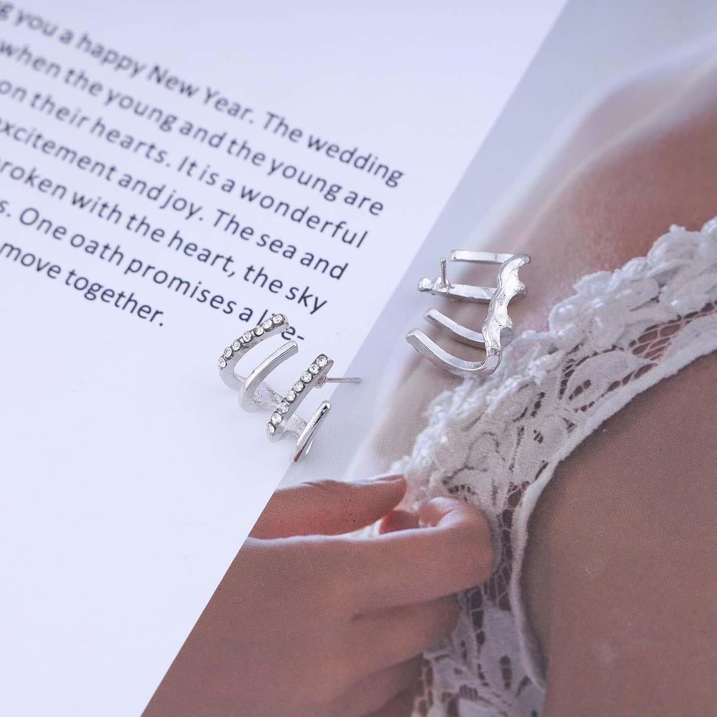 Boho Crystal Claw Earrings Silver Cz Needle Claw Stud Earrings Sparkle Needle Claw Earrings Minimalist Huggie Illusion Earrings Jewelry for Women