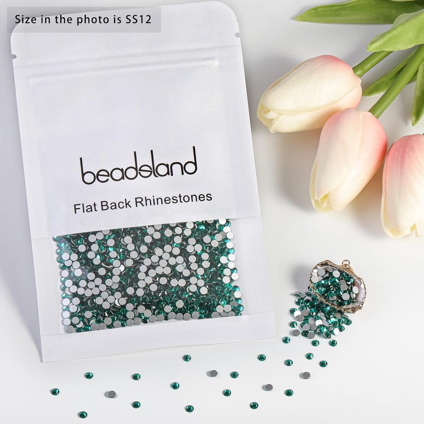 beadsland Flat Back Crystal Rhinestones Round Gems for Nail Art and Craft Glue Fix, Blue Zircon (2.9-3.0mm) SS12/1440pcs