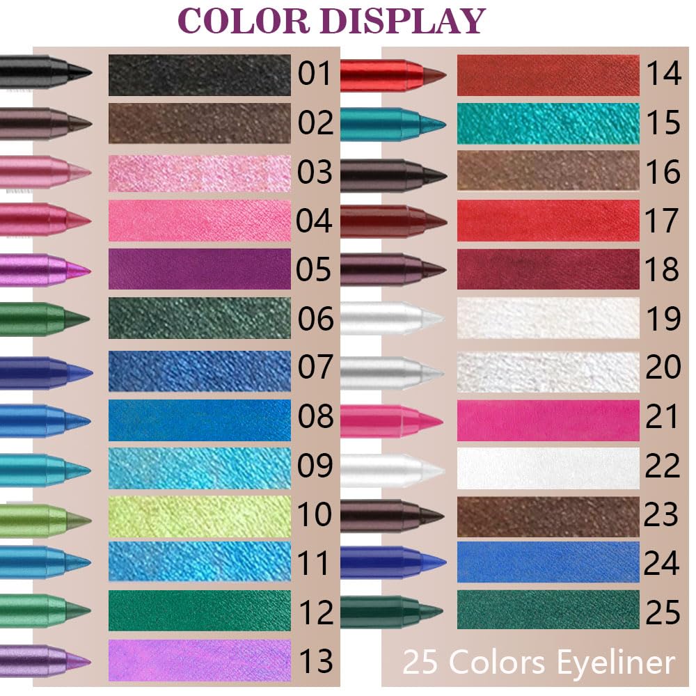 evpct 3Pcs Sky Sea Teal Blue green Gel Glitter Eyeliner Pencils Set for Women, Waterproof Smudge Proof lapiz de ojos delineador de ojos contra el agua Eye Liner Makeup 09 11 15