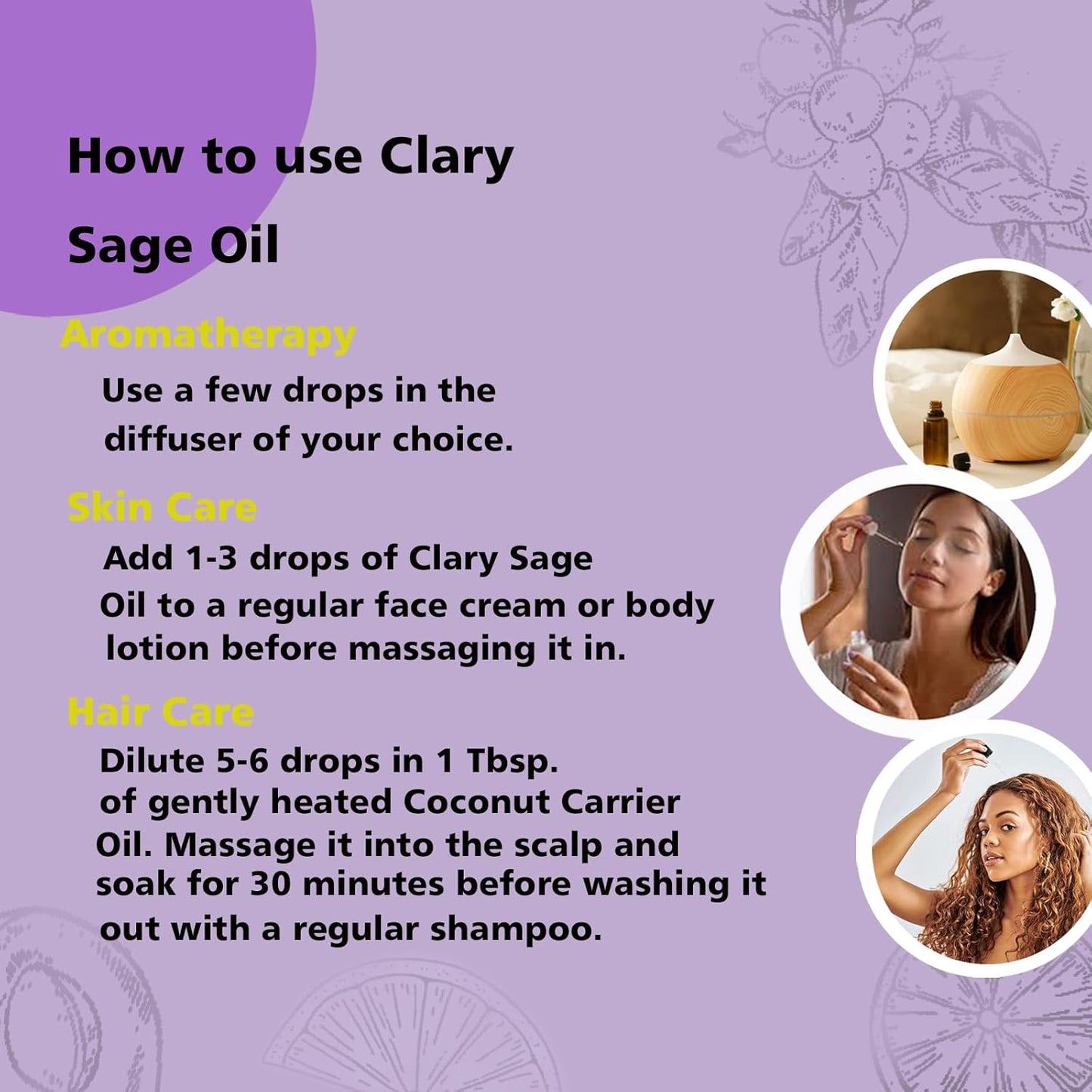 Clary Sage Essential Oil 1 oz-100% Pure & Undiluted Clary Sage Oil for Diffuser, Skin, Massage, DIY