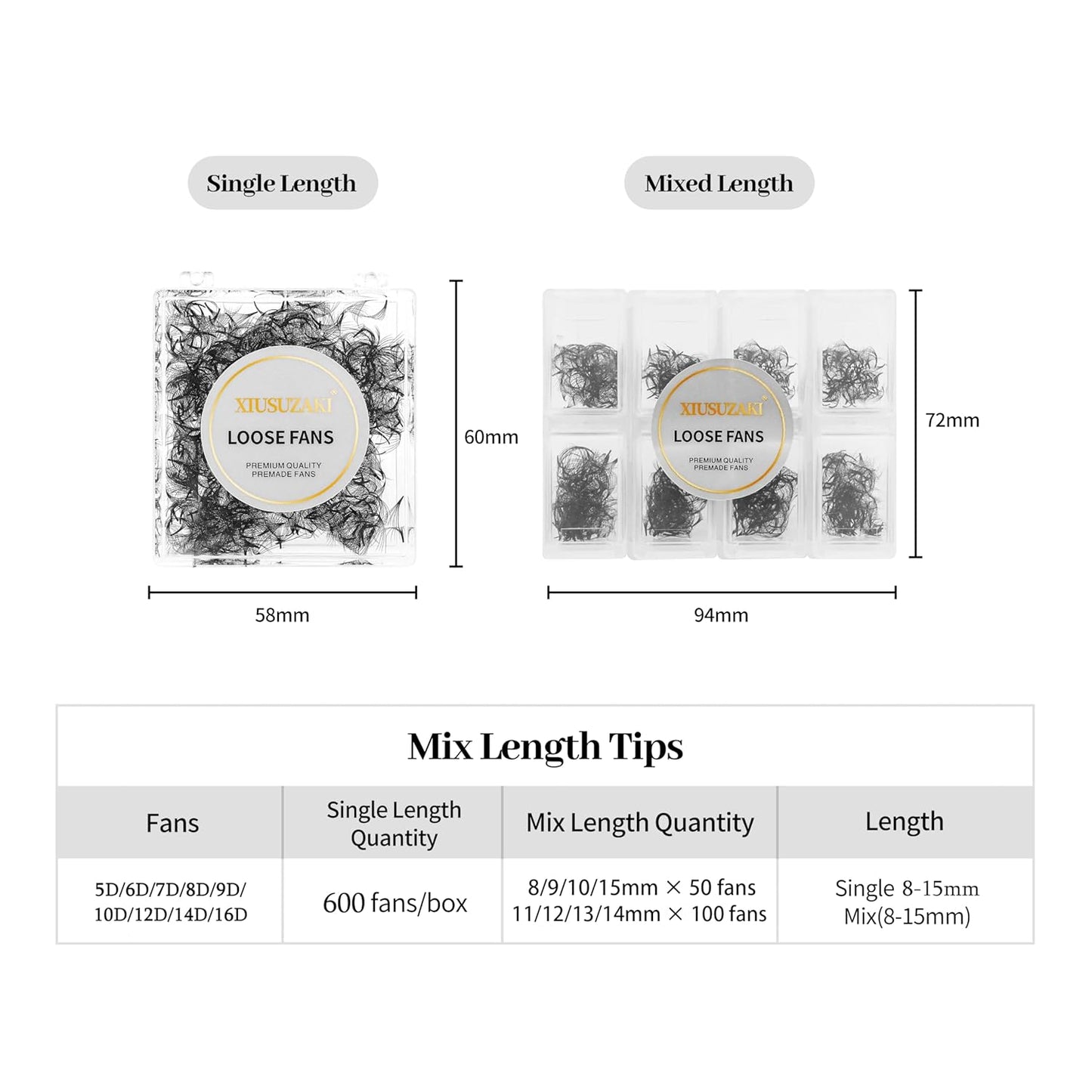 Premade Fans Eyelash Extensions 600 Fans 16D Volume Lash Extensions 0.07 Thickness Eyelash Extension D Curl Premade Lash Fans Mix 8-15mm Fluffy Soft Handmade Loose Fan(600Fans-16D-0.07-D,8-15mm)