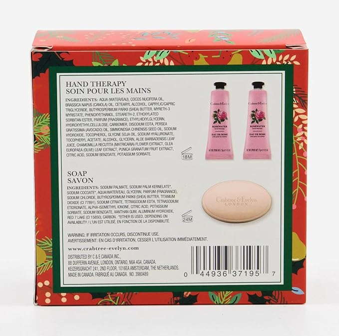 Crabtree & Evelyn Rosewater Bar Soap & Hand Therapy Gift Set