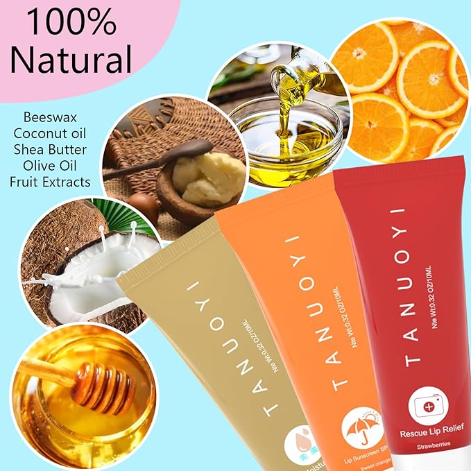 Lip Sunscreen Moisturizing and Repair Package SPF 30 - Summer Long Lasting Moisturized, Smooth and Repaired Lips - 3 Flavors (Pack of 3: 1 moisturizing+ 1 repairing+ 1 SPF)