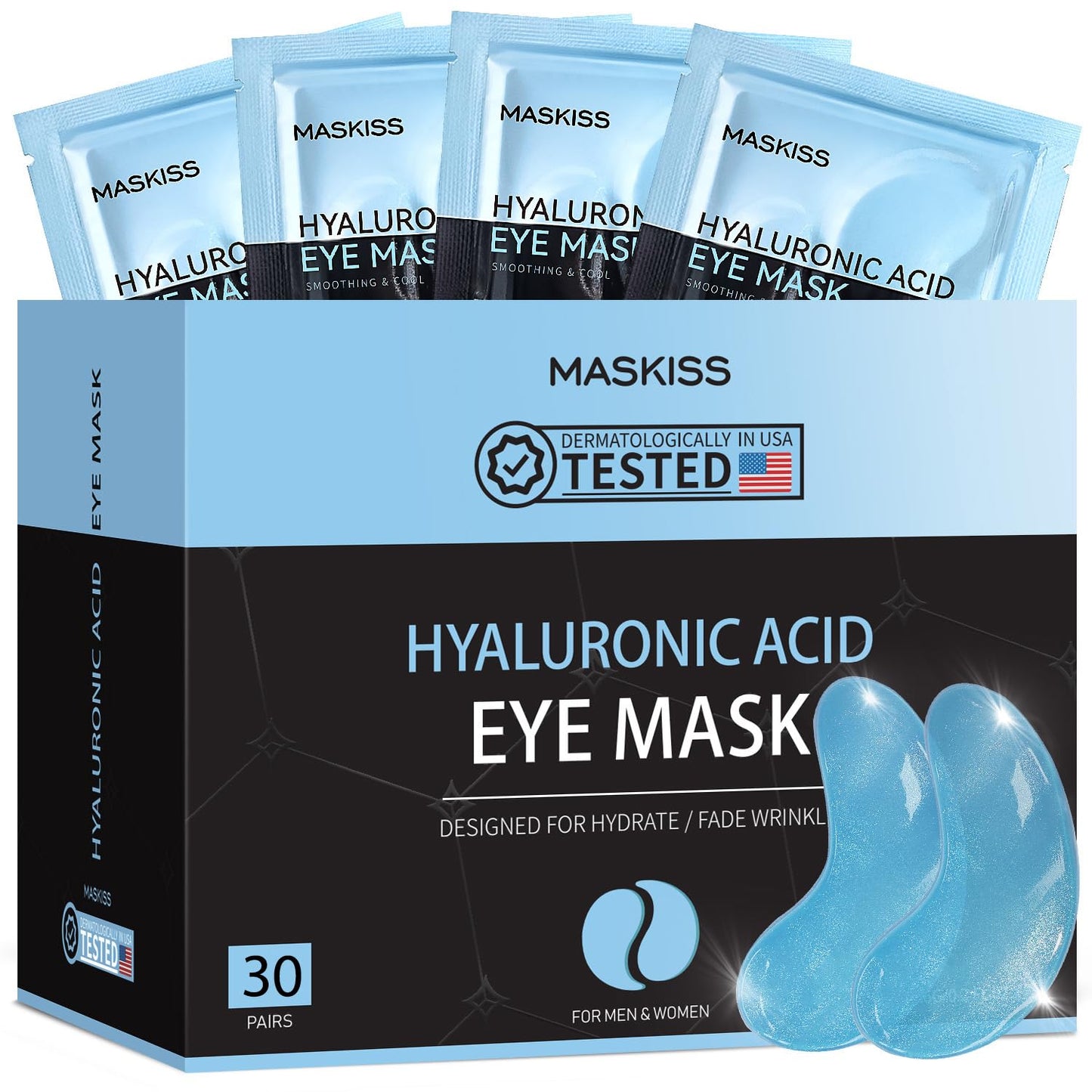 Under Eye Patches (30 Pairs), Hyaluronic Acid Eye Masks for Dark Circles Puffy Eyes Undereye Bags, Collagen Eye Patches for Wrinkles and Hydrate, Skin Care Gift for Her