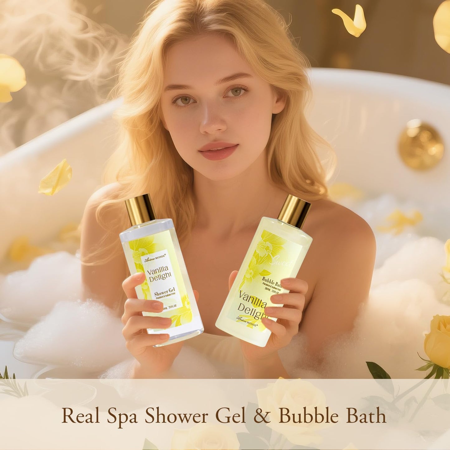 Spa Gifts for Women, 15Pcs Vanilla Rose Women Spa Gift Baskets w/Body Mist, Diffuser, Bath Bomb. Relaxing Bath Sets, Mothers Day Gifts for Mom, Unique Birthday Gift Basket