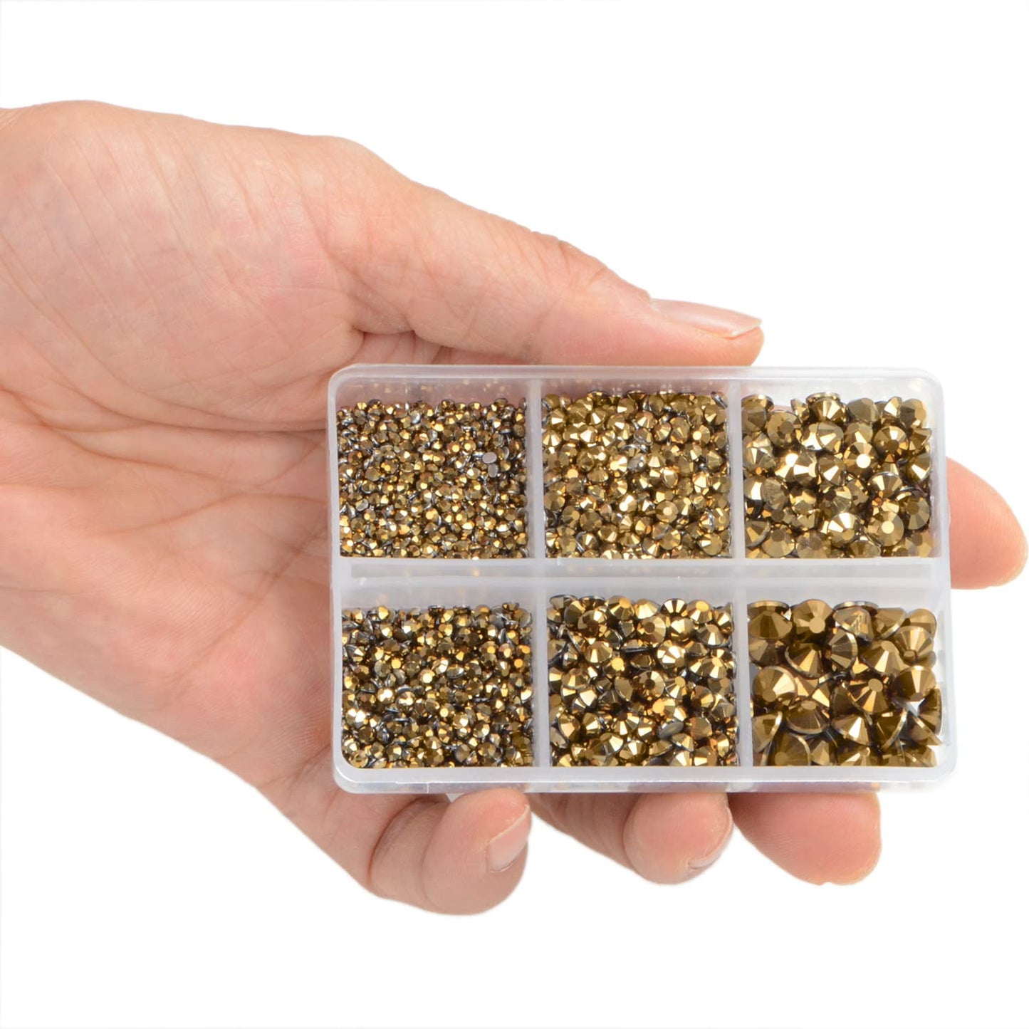 LPBeads 6000 Pieces Metallic Gold and Metallic Silver Non Hotfix Rhinestones 6 Sizes Round Crystal Glass Flat Back Rhinestones with Tweezers and Picking Pen for Nail Art Crafts Clothes Bags DIY