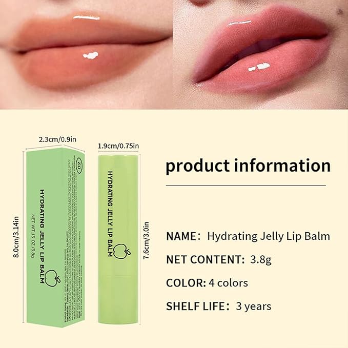 Hydrating Jelly Balm,Tinted Moisturizing Lip Balm For Dry Lips,Instantly Hydrate Lips Conditioning & Nourishing Lip Care Lip Moisturizer Fruit Lip Oil Lip Shine Jelly Lipstick(Strawberry)