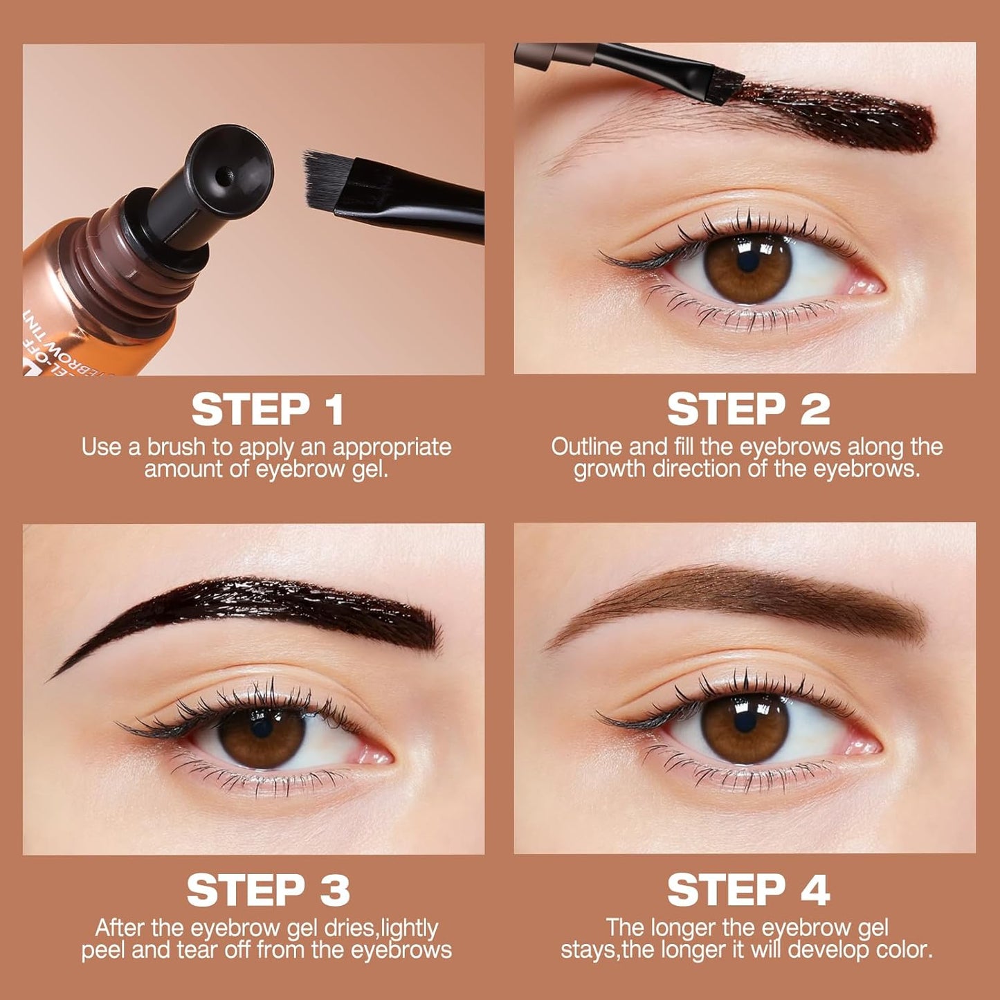 Tattoo Eyebrow Gel Peel Off Tattoo Eyebrow Gel Easy Peel Off,Waterproof Longlasting Peel Off Eye Brow,Tinted Glue,Up to 3 Days Brow Stain.Makeup Gift Set for Women