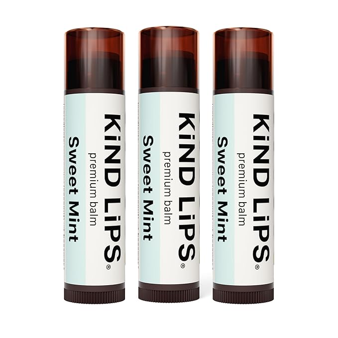 Kind Lips Lip Balm - Nourishing & Moisturizing Lip Care with Shea Butter, Beeswax & Vitamin E | Sweet Mint Flavor | 0.15 Ounce (Pack of 3)