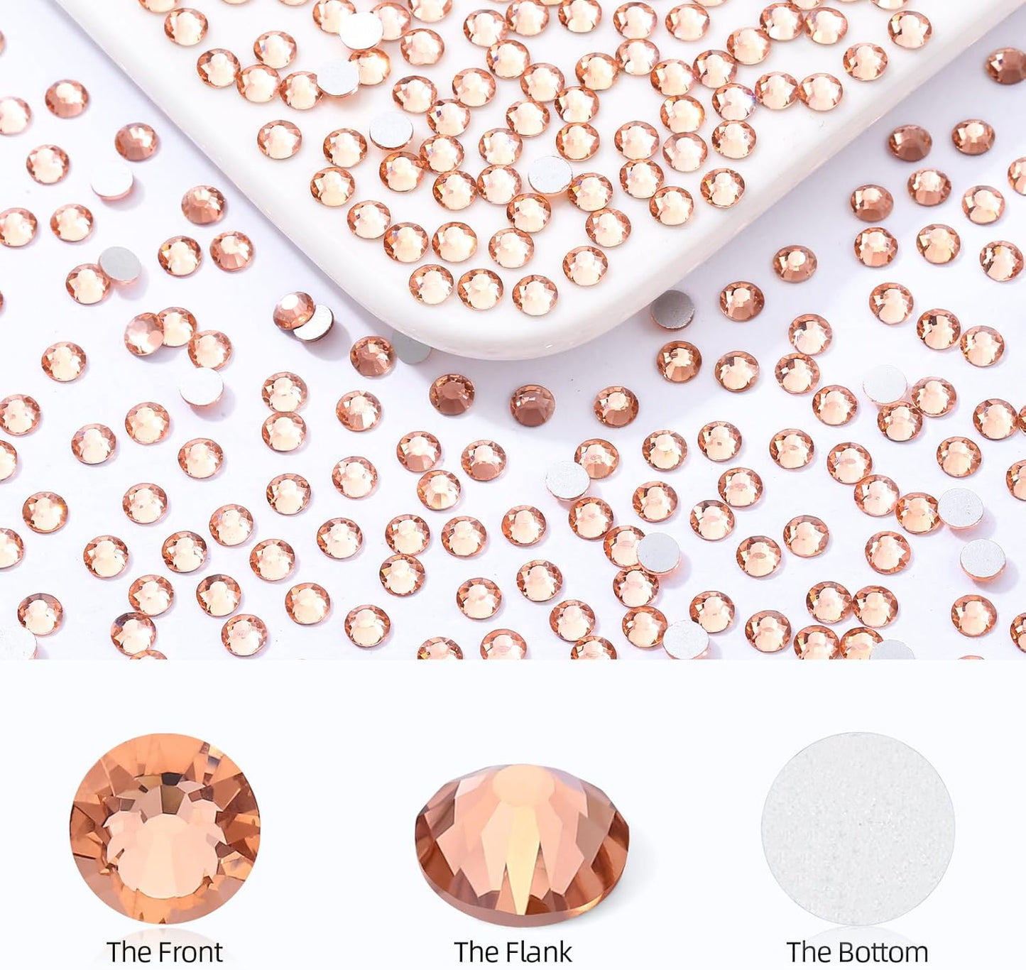 Champagne Flatback Rhinestones, Glass Rhinestones for Nail Art and Craft, Glue Fix, Loose Crystal Gemstones(Champagne, SS30, 576pcs, 6.4-6.6mm)