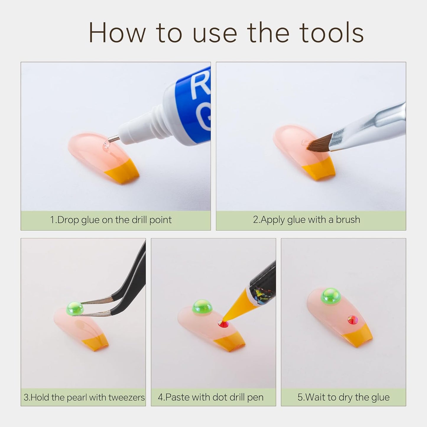 60g Christmas Pearls Rhinestones for Crafts Mixed Size 3mm-10mm AB Color Round Half Pearls Flatback Pearl Beads and Resin Rhinestones Set for Face Art with Gel